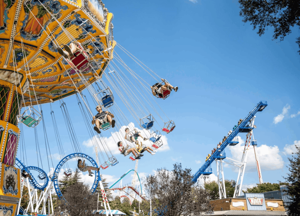 People enjoying a ride at a carousel
