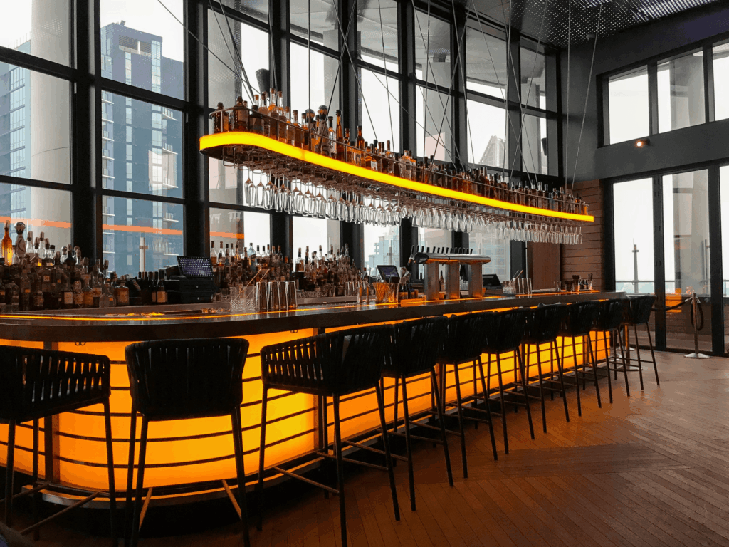 The bar at Merchant & Trade empty