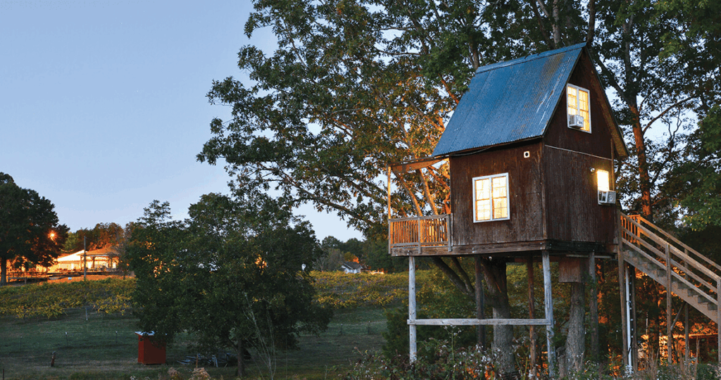 A treehouse of the Treehouse Vineyards