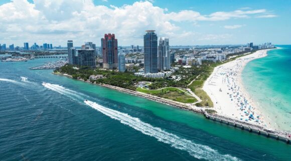 Aerial view of Miami Beach, FL