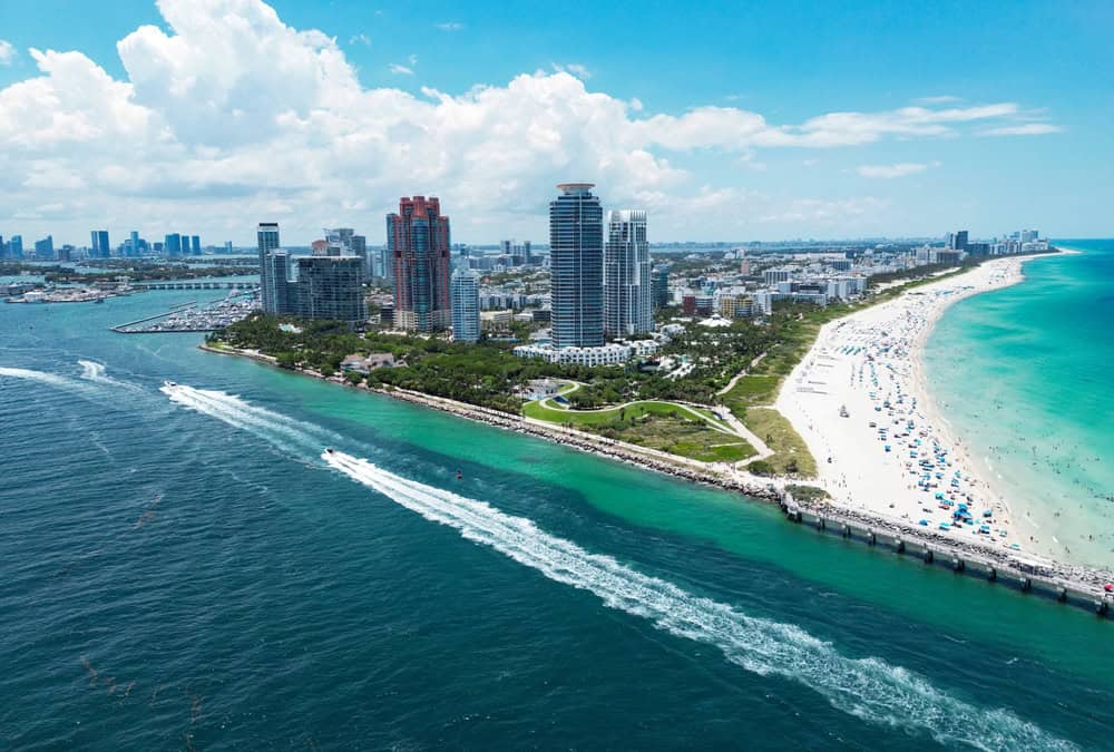 Aerial view of Miami Beach, FL