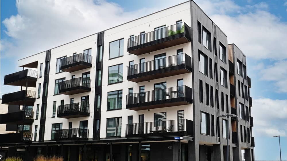 Exterior of a modern apartment building