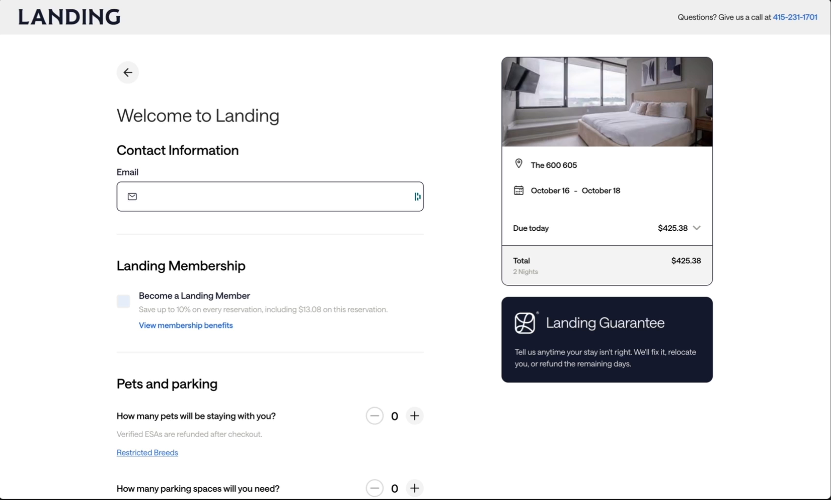 Landing checkout page on hellolanding.com